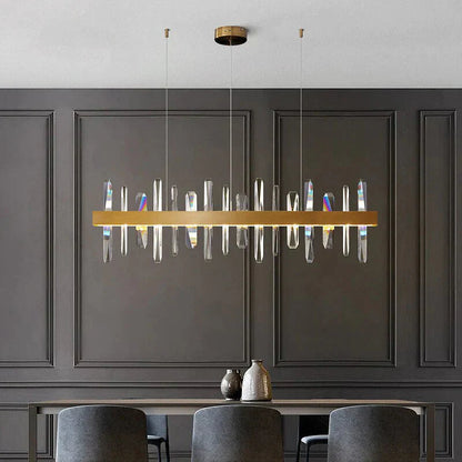 DecorBites™ Kyala - Modern Rectangle Gold  Crystal Chandelier