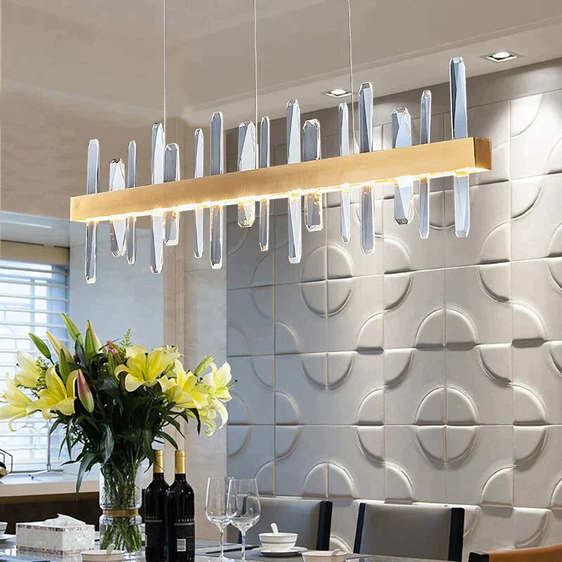 DecorBites™ Kyala - Modern Rectangle Gold  Crystal Chandelier