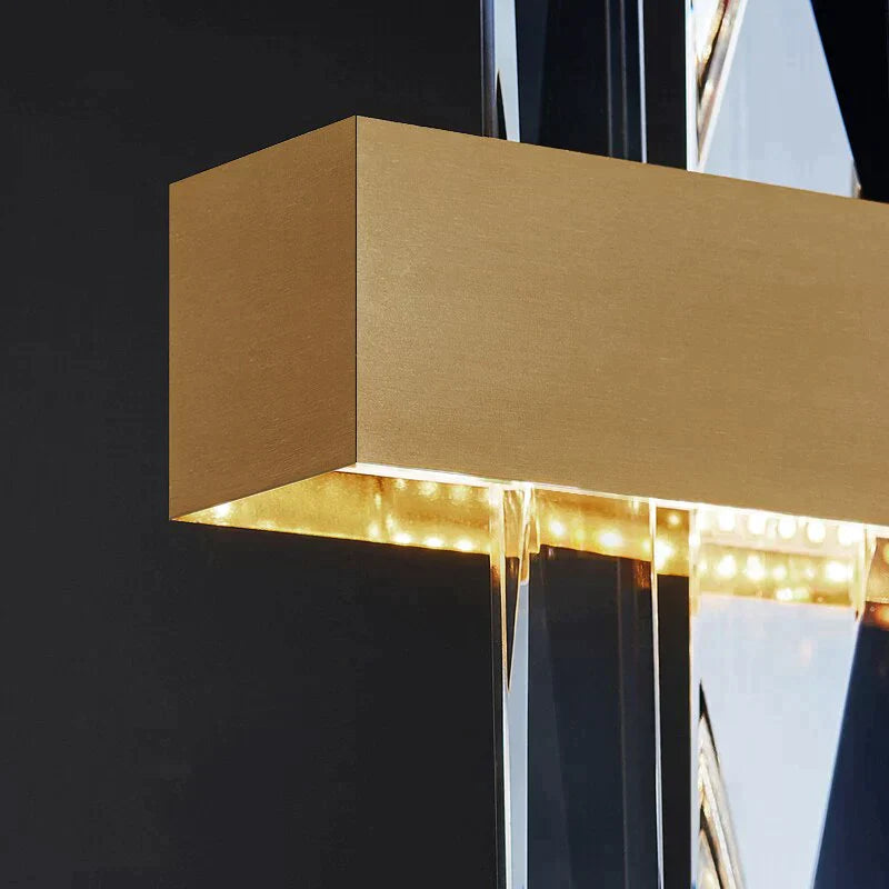 DecorBites™ Kyala - Modern Rectangle Gold  Crystal Chandelier