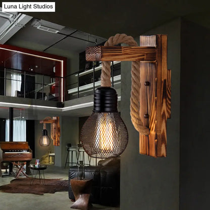 DecorBites™ L-Shaped Wooden Lantern Wall Light with Rope Arm - Perfect Farmhouse Bedroom Lighting