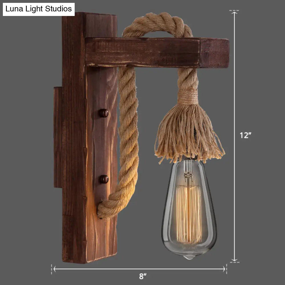 DecorBites™ L-Shaped Wooden Lantern Wall Light with Rope Arm - Perfect Farmhouse Bedroom Lighting