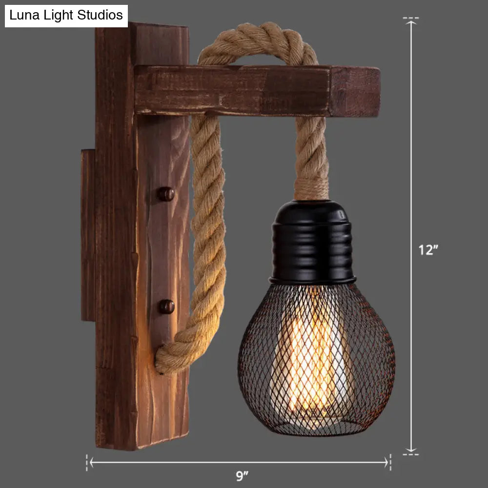 DecorBites™ L-Shaped Wooden Lantern Wall Light with Rope Arm - Perfect Farmhouse Bedroom Lighting