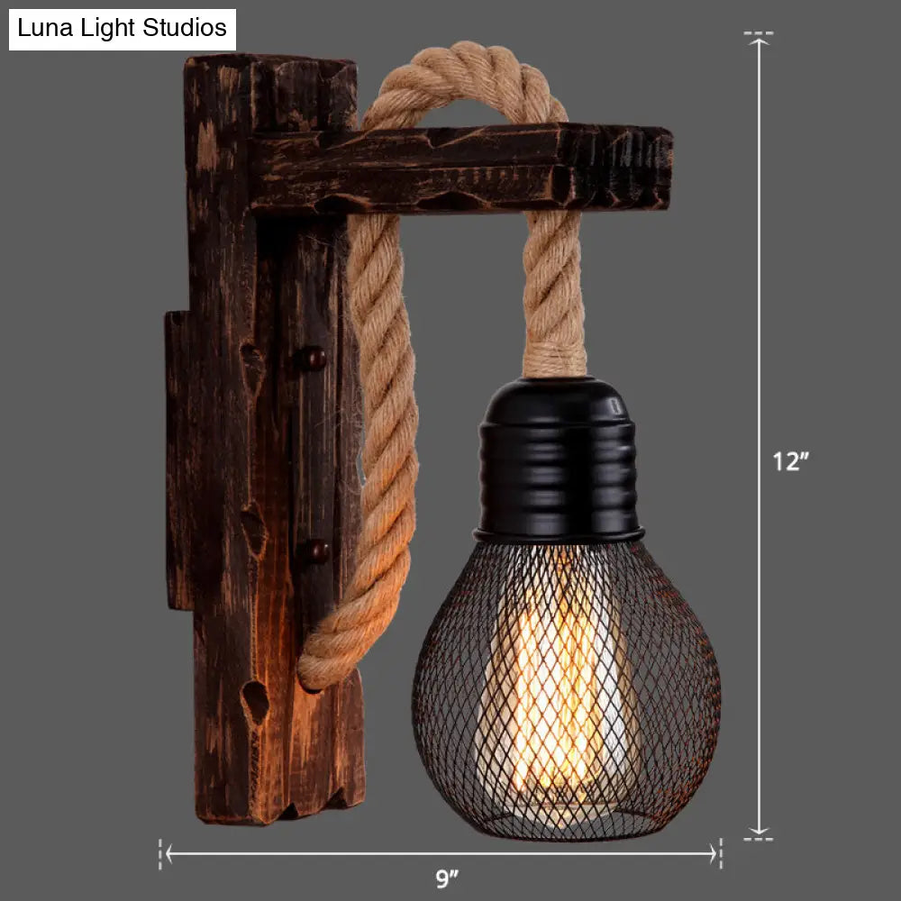 DecorBites™ L-Shaped Wooden Lantern Wall Light with Rope Arm - Perfect Farmhouse Bedroom Lighting