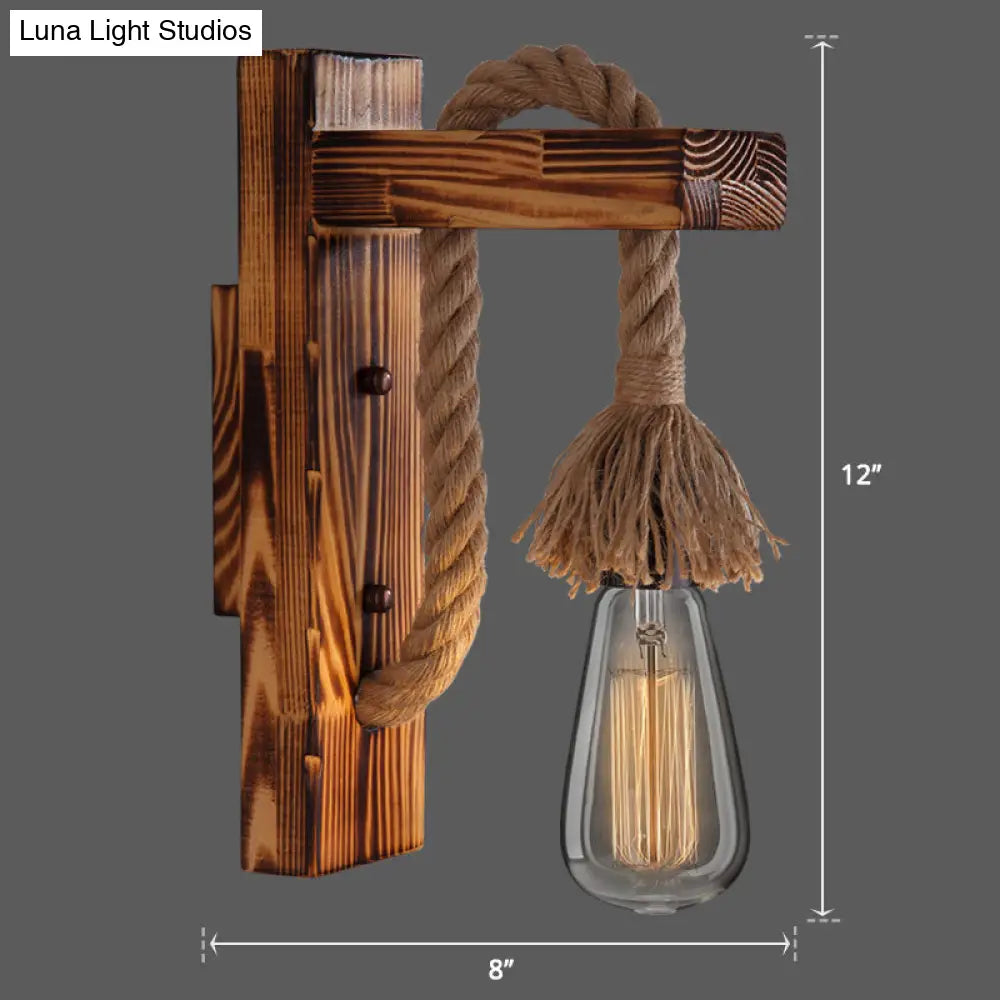 DecorBites™ L-Shaped Wooden Lantern Wall Light with Rope Arm - Perfect Farmhouse Bedroom Lighting