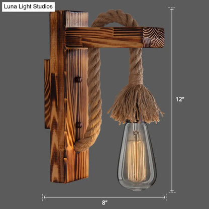 DecorBites™ L-Shaped Wooden Lantern Wall Light with Rope Arm - Perfect Farmhouse Bedroom Lighting