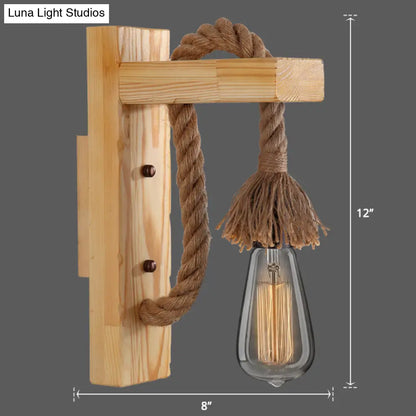 DecorBites™ L-Shaped Wooden Lantern Wall Light with Rope Arm - Perfect Farmhouse Bedroom Lighting