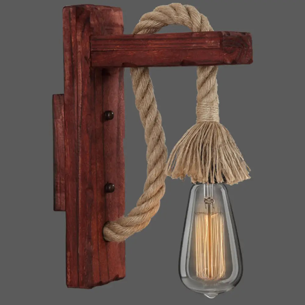 DecorBites™ L-Shaped Wooden Lantern Wall Light with Rope Arm - Perfect Farmhouse Bedroom Lighting