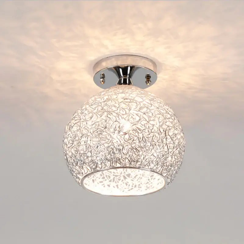 Lace pattern glass ball led ceiling lights with clear spherical glass and polished chrome base for living room decorbites ceiling lights