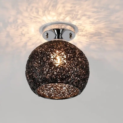 Dark bronze lace pattern decorbites glass ball led ceiling lights with woven metal design for living room decor