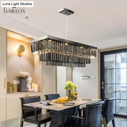 DecorBites™ Lamis - Modern Black Rectangle Crystal Chandelier