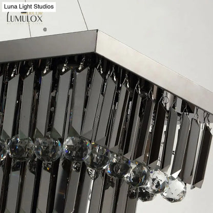DecorBites™ Lamis - Modern Black Rectangle Crystal Chandelier