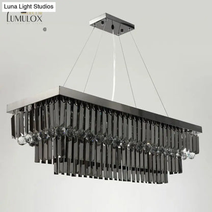 DecorBites™ Lamis - Modern Black Rectangle Crystal Chandelier