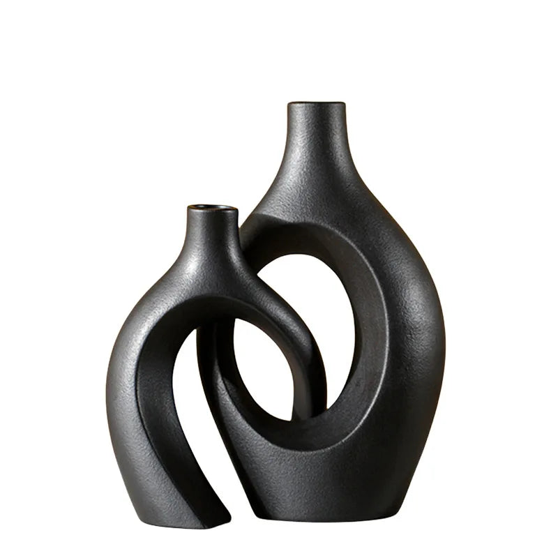 Large 21cm CAPIRON Ceramic Vase Home Decor - Large black - Vase