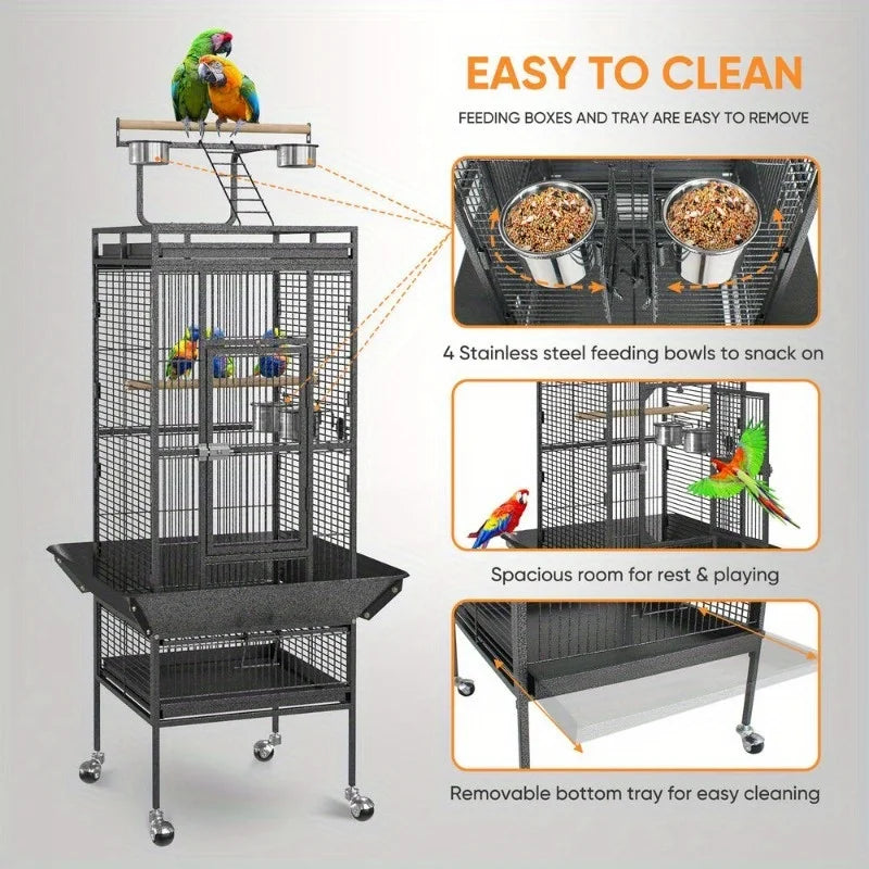 Large 61’’ Bird Cage - Non-Toxic Steel Easy Assembly - United States