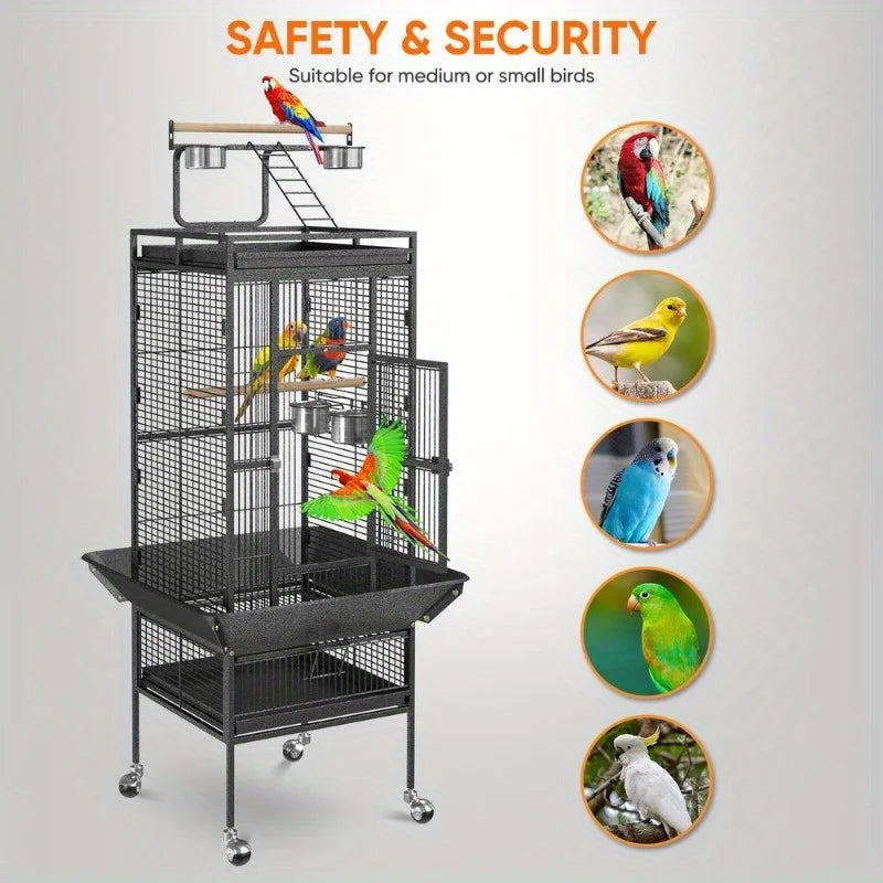Large 61’’ Bird Cage - Non-Toxic Steel Easy Assembly - United States