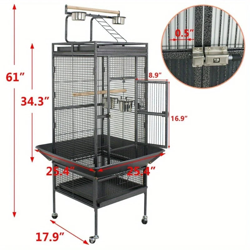 Large 61’’ Bird Cage - Non-Toxic Steel Easy Assembly - United States