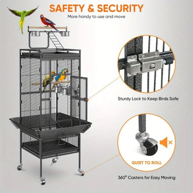 Large 61’’ Bird Cage - Non-Toxic Steel Easy Assembly - United States