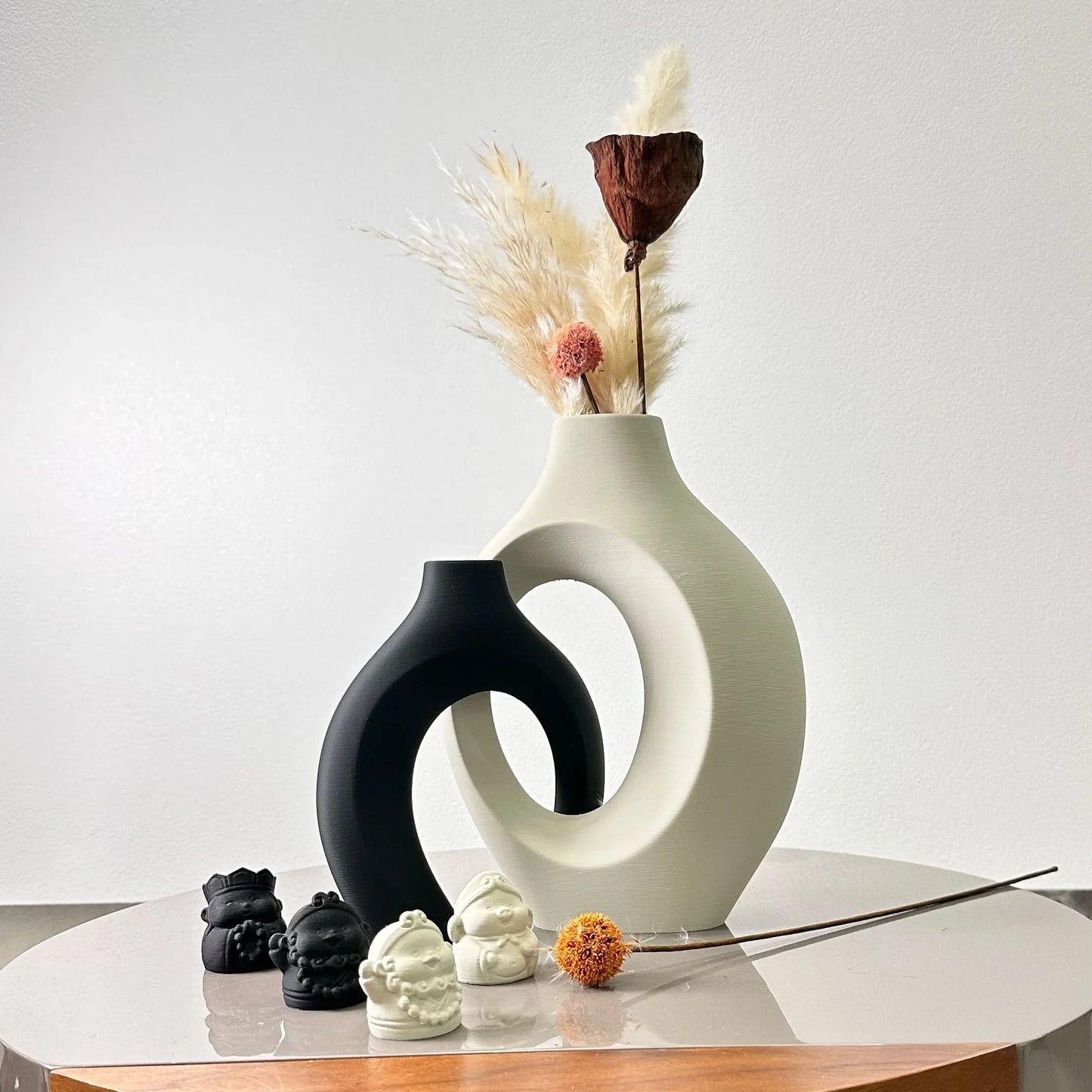 Large Dried Vase Set for Home and Office - White M Black S - Vase