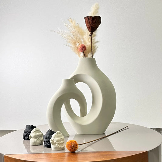 Large Dried Vase Set for Home and Office - White M White S - Vase