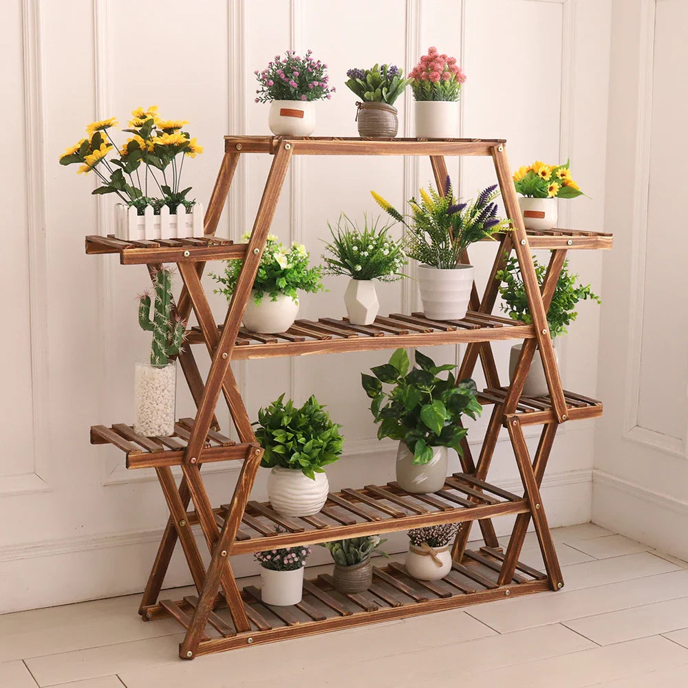 Large Wood Flower Rack Plant Stand