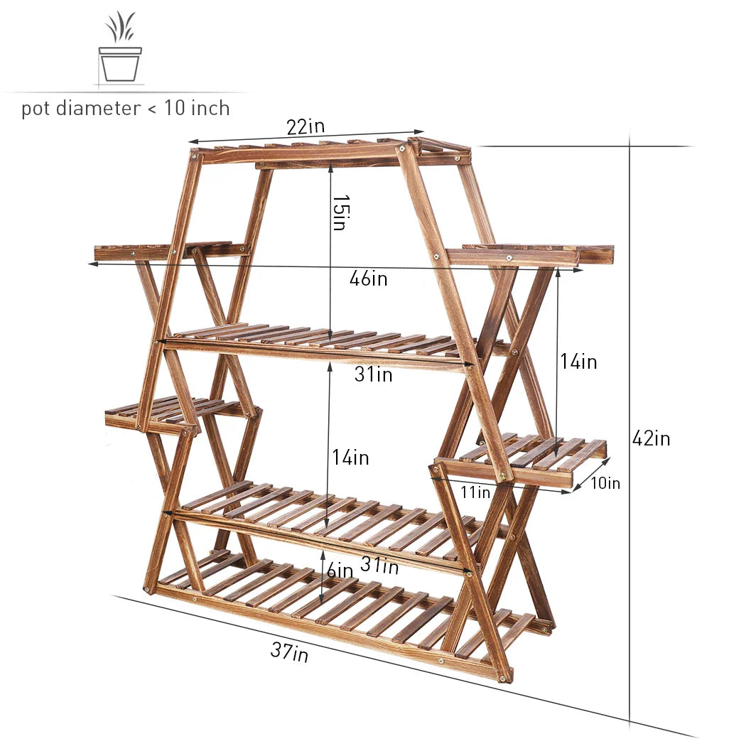 Large Wood Flower Rack Plant Stand