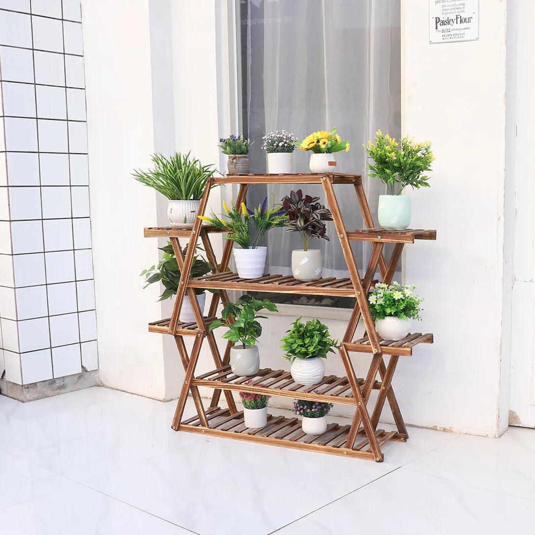 Large Wood Flower Rack Plant Stand