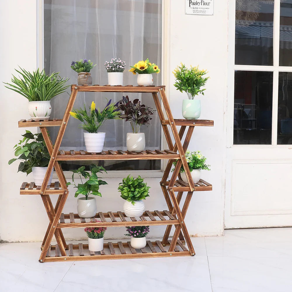 Large Wood Flower Rack Plant Stand