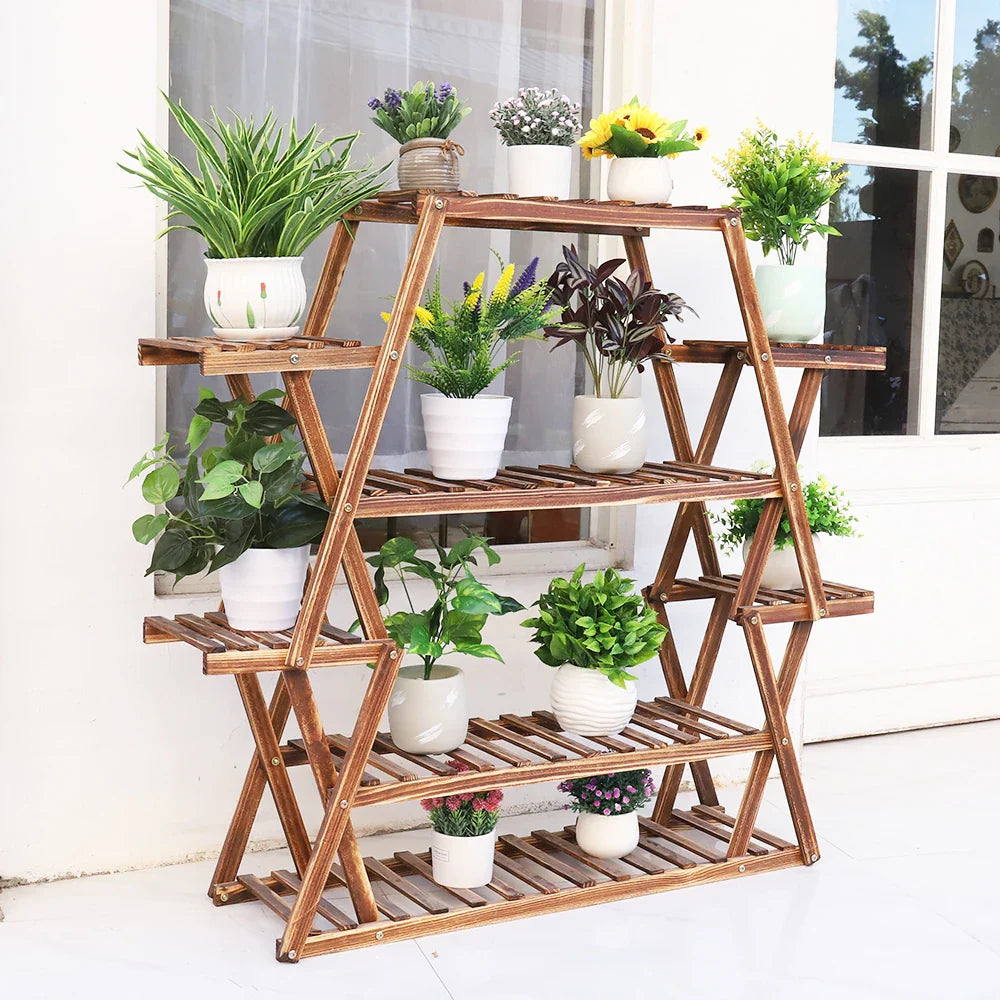 Large Wood Flower Rack Plant Stand