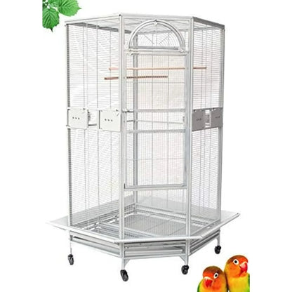 Large Wrought Iron Parrot Cage with Rolling Base