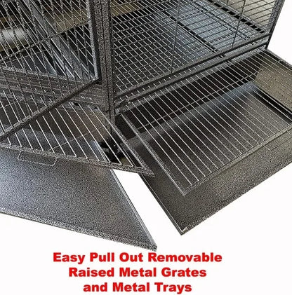 Large Wrought Iron Parrot Cage with Rolling Base