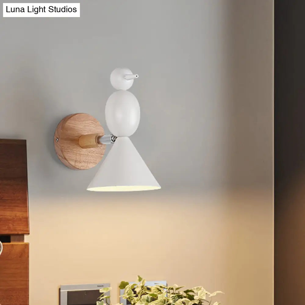 DecorBites™ DecorBites™ Lark Rotatable Wall Light - Nordic Iron 1-Light White Sconce for Bedroom with Wood Backplate