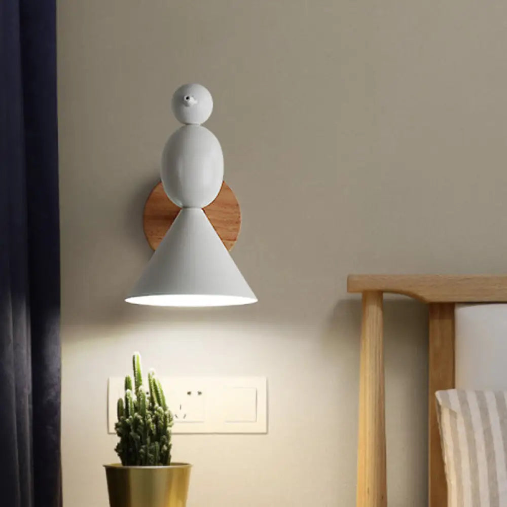 DecorBites™ DecorBites™ Lark Rotatable Wall Light - Nordic Iron 1-Light White Sconce for Bedroom with Wood Backplate