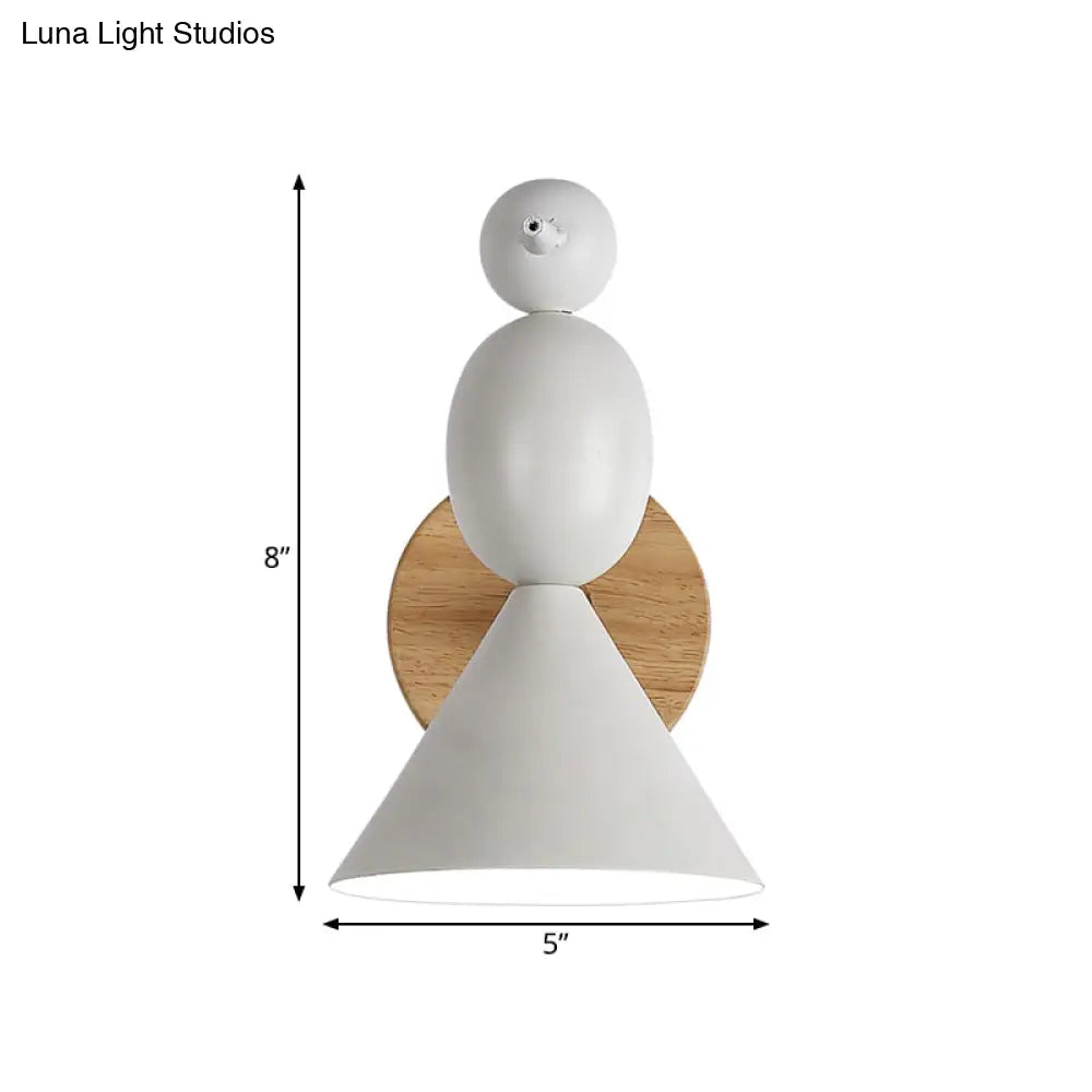 DecorBites™ DecorBites™ Lark Rotatable Wall Light - Nordic Iron 1-Light White Sconce for Bedroom with Wood Backplate