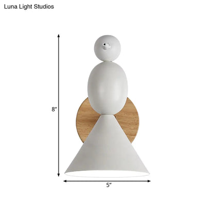 DecorBites™ DecorBites™ Lark Rotatable Wall Light - Nordic Iron 1-Light White Sconce for Bedroom with Wood Backplate