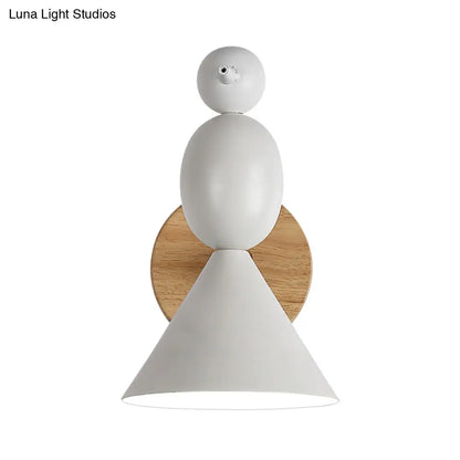 DecorBites™ DecorBites™ Lark Rotatable Wall Light - Nordic Iron 1-Light White Sconce for Bedroom with Wood Backplate