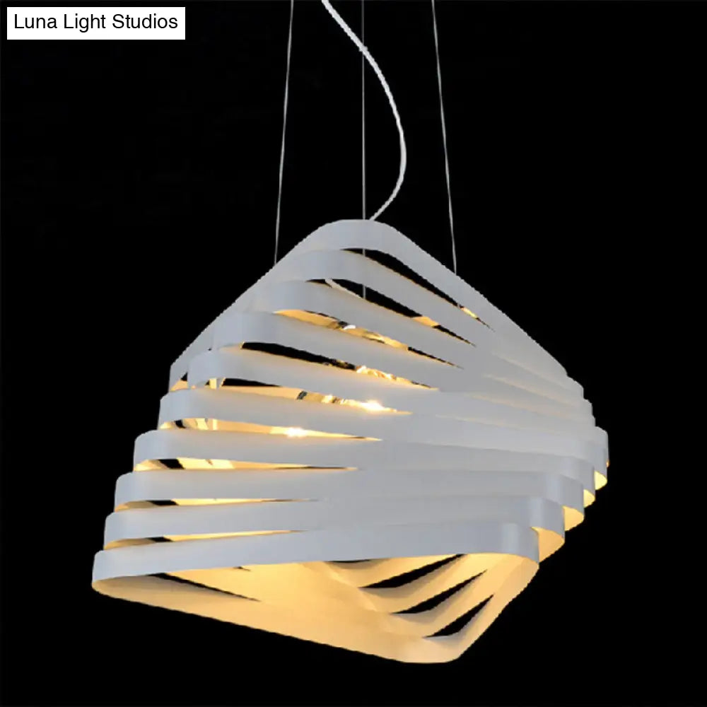 Laser Cut Hanging Pendant Light - Contemporary Metal Ceiling Fixture in White