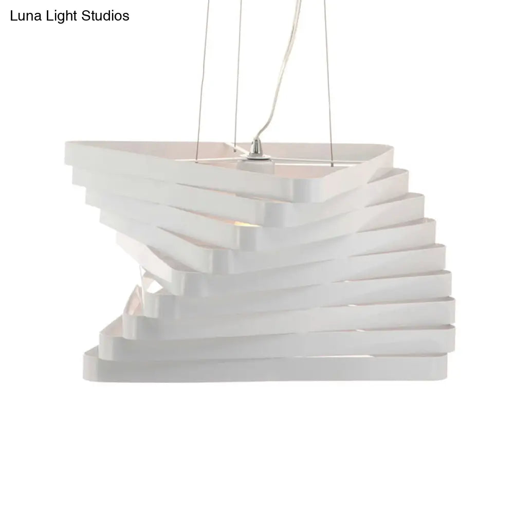 Laser Cut Hanging Pendant Light - Contemporary Metal Ceiling Fixture in White