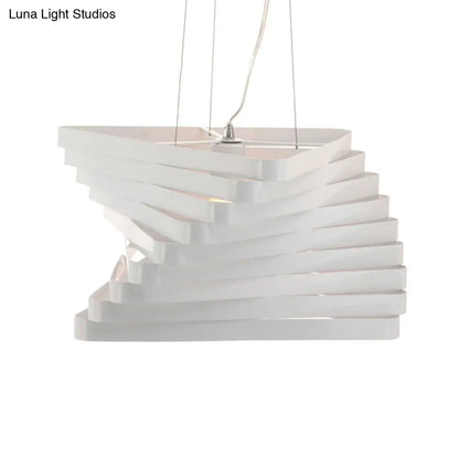 Laser Cut Hanging Pendant Light - Contemporary Metal Ceiling Fixture in White