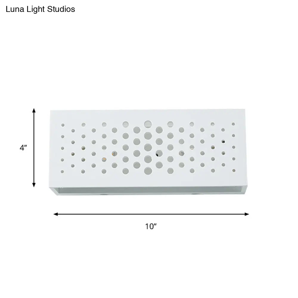 DecorBites™ Laser Cut Minimalist Rectangle Box Wall Sconce: White Gypsum 1 Head Bedroom Light Fixture