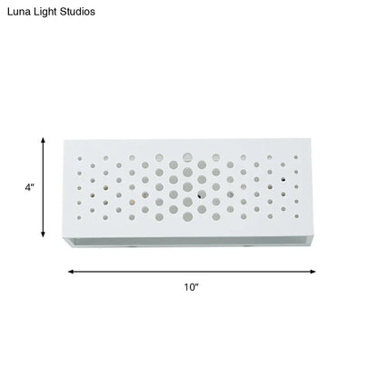 DecorBites™ Laser Cut Minimalist Rectangle Box Wall Sconce: White Gypsum 1 Head Bedroom Light Fixture