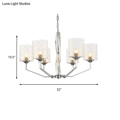 Lámpara de techo Lattice Glass Up - Diseño sencillo tipo copa, 6/8 luces, acabado cromado