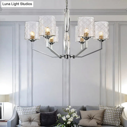 Lámpara de techo Lattice Glass Up - Diseño sencillo tipo copa, 6/8 luces, acabado cromado