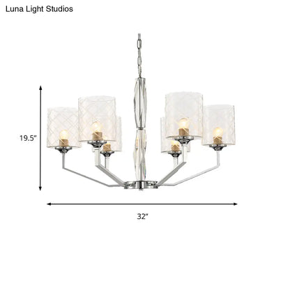 Lámpara de techo Lattice Glass Up - Diseño sencillo tipo copa, 6/8 luces, acabado cromado
