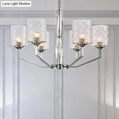 Lámpara de techo Lattice Glass Up - Diseño sencillo tipo copa, 6/8 luces, acabado cromado