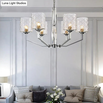 Lámpara de techo Lattice Glass Up - Diseño sencillo tipo copa, 6/8 luces, acabado cromado