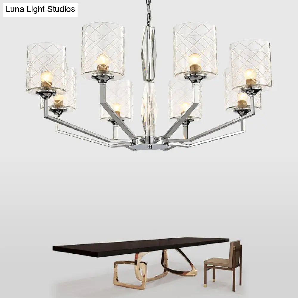 Lámpara de techo Lattice Glass Up - Diseño sencillo tipo copa, 6/8 luces, acabado cromado