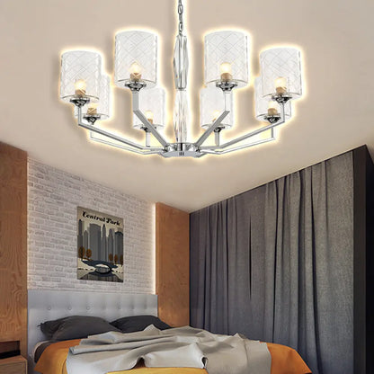 Lámpara de techo Lattice Glass Up - Diseño sencillo tipo copa, 6/8 luces, acabado cromado