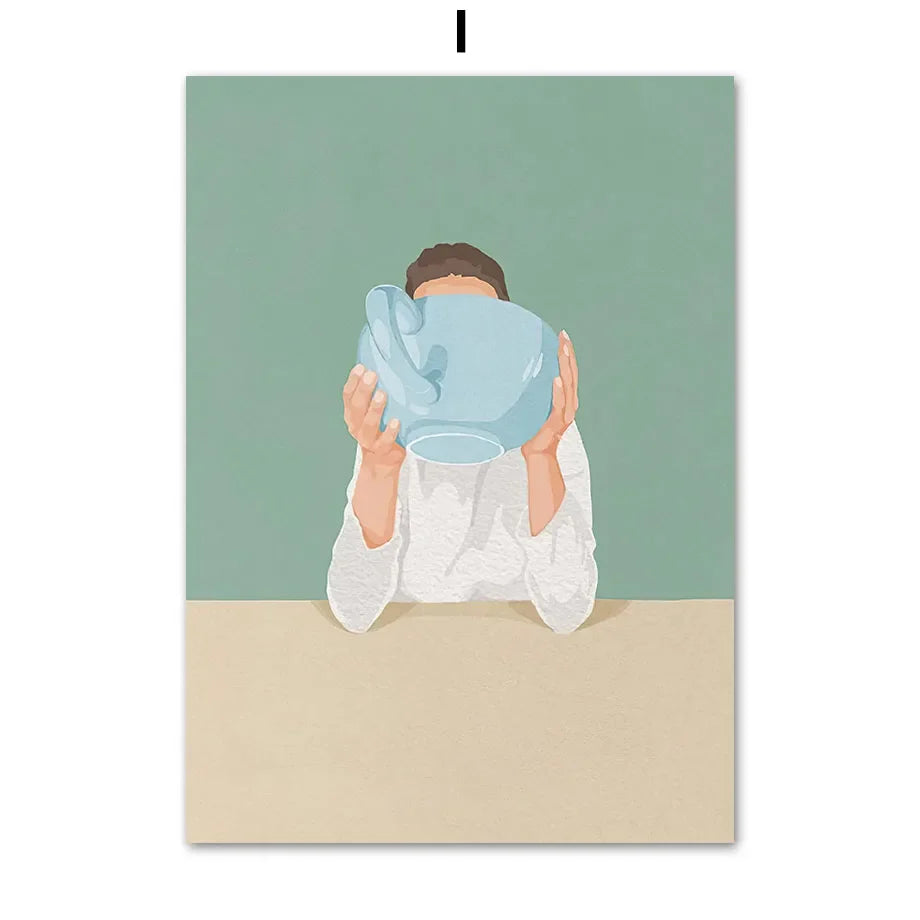 ’Laundry Girl Nordic Wall Art Print’ - 13x18cm No Frame / I - Posters