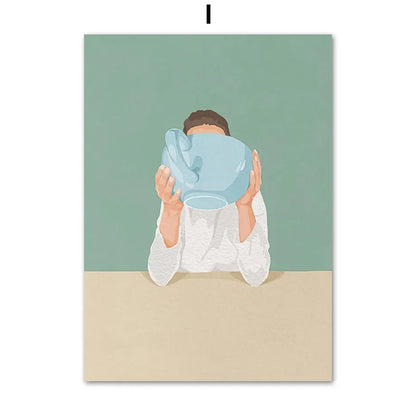 ’Laundry Girl Nordic Wall Art Print’ - 13x18cm No Frame / I - Posters