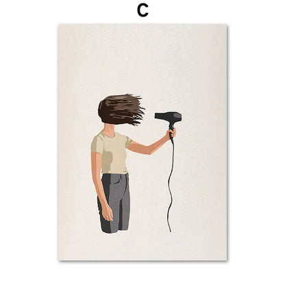 ’Laundry Girl Nordic Wall Art Print’ - 13x18cm No Frame / C - Posters